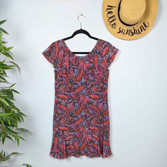J. Crew 100% Silk Vibrant Paisley Flutter Sleeve Dress 0 Date Special Occasion - Picture 5 of 8
